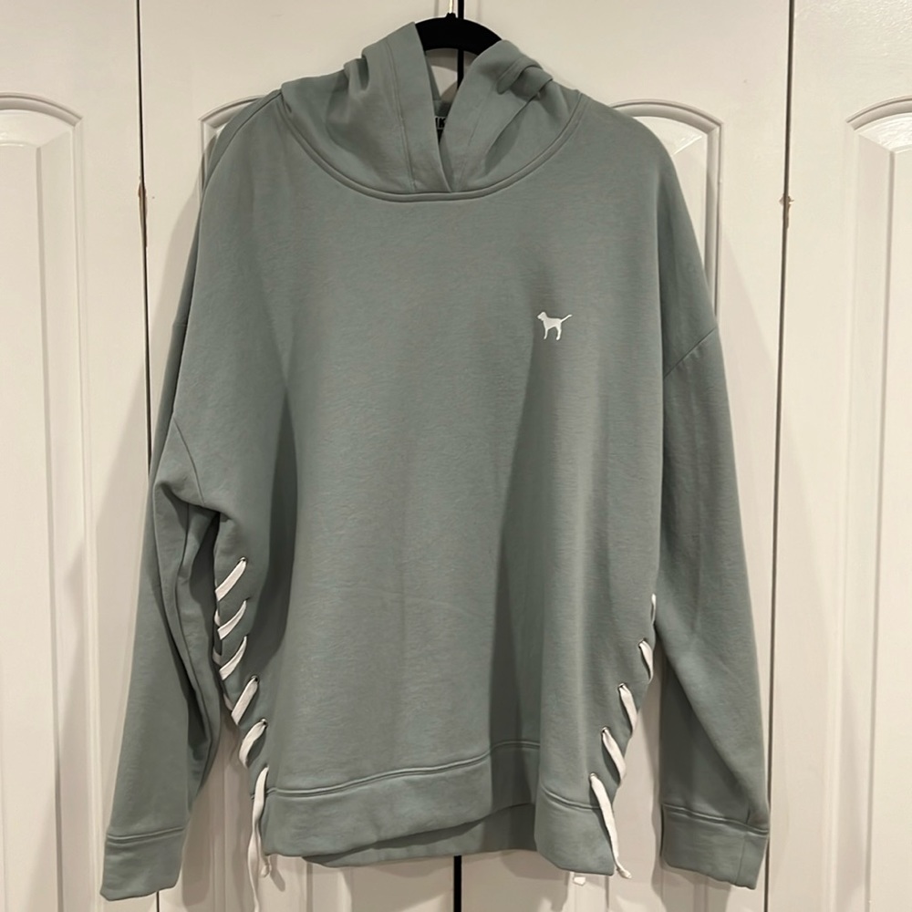 PINK Victoria’s Secret Hooded Sweatshirt in size LG. Sage green
